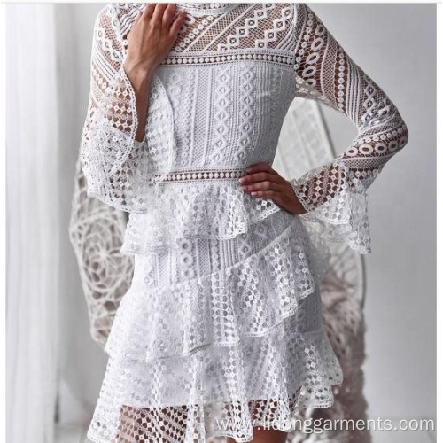 Long Sleeve Fashion Women Mesh Casual Dress